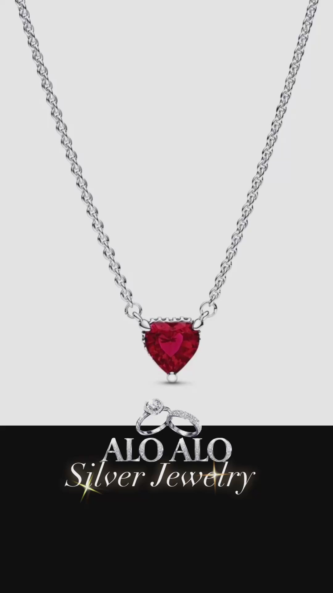 Circon Embutido Forma de Corazón Collar